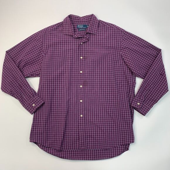 Polo Ralph Lauren Westerton Shirt Mens XL Extra Large Purple Cotton Button Up - Picture 2 of 9